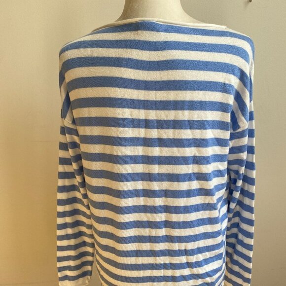 Caslon BNWT sweater blue white striped sz XSmall rolled boat neck - Picture 4 of 7